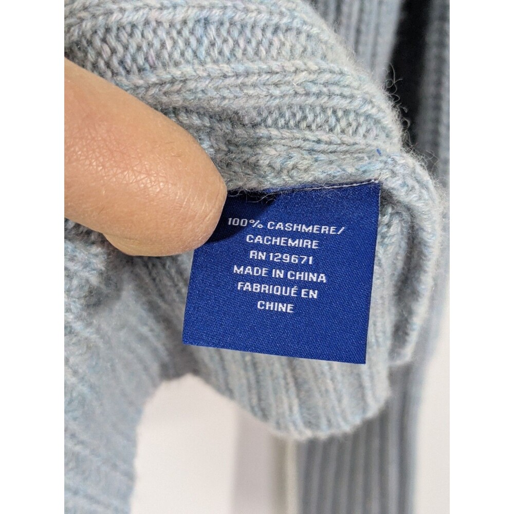 No Name Blue Cashmere Turtleneck Sweater  Gold Button Nautical Military Sz XS - Picture 9 of 11